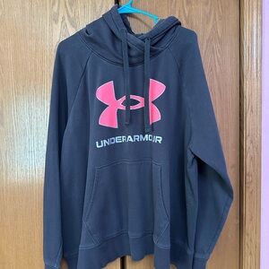 Under Armour Dark Gray Hoodie with Bright Pink Logo